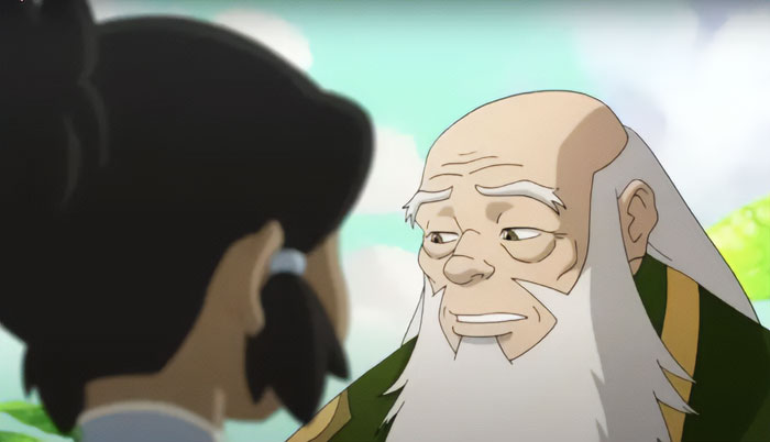 Uncle Iroh from Avatar The Last Airbender speaking wisdom, captured in a legendary quotes moment from the series.