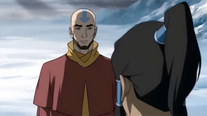 Aang in a serious moment from Avatar The Last Airbender, reflecting on legendary quotes and wisdom.