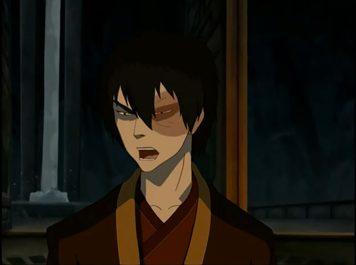 Zuko from Avatar The Last Airbender speaking intensely in a dimly lit room, showcasing legendary quotes.