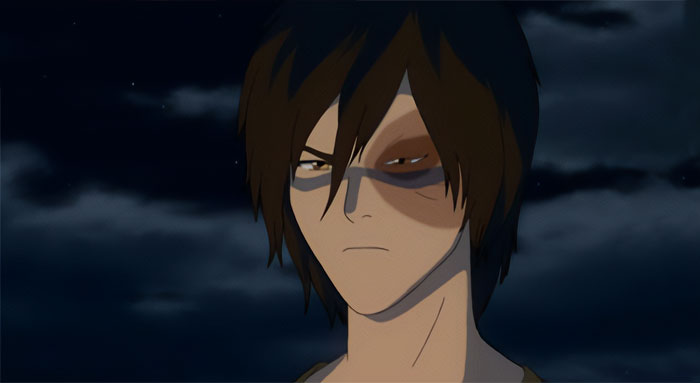 Zuko from Avatar The Last Airbender looking serious in a dark night sky, representing iconic Avatar quotes.