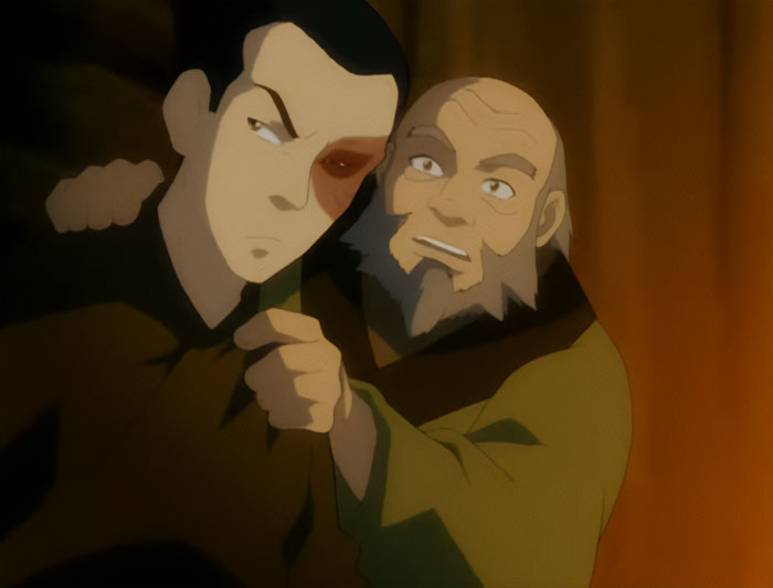 Uncle Iroh speaking to Zuko in a warm scene from Avatar The Last Airbender quotes about wisdom and guidance.