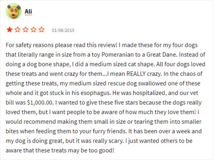 So Tasty It Sent My Dog To The Hospital. Definitely The Recipe's Fault. One Star