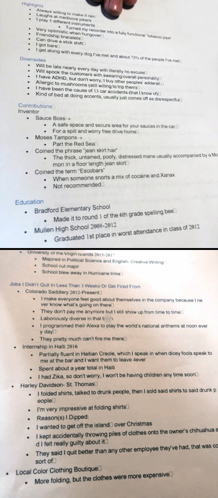 Some Girl Just Dropped This Resume Off