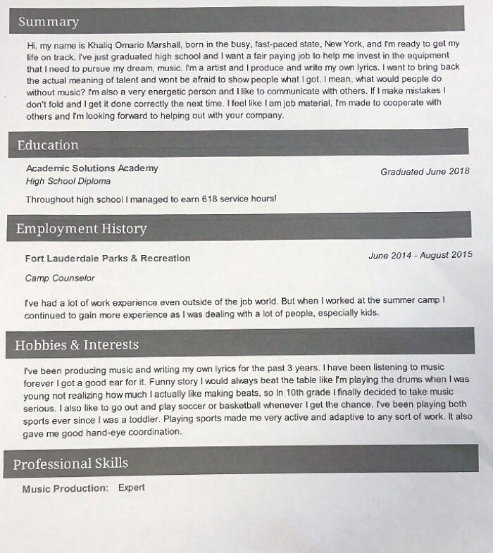 Somebody Dropped This Resume At My Job Today. It’s A Cellphone Company