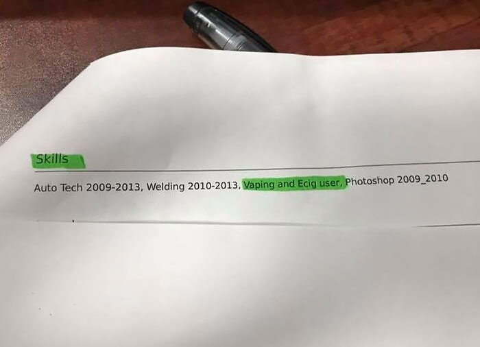 Reading Between The Lines On This Resume Tells Me That This Applicant Drives A Subaru