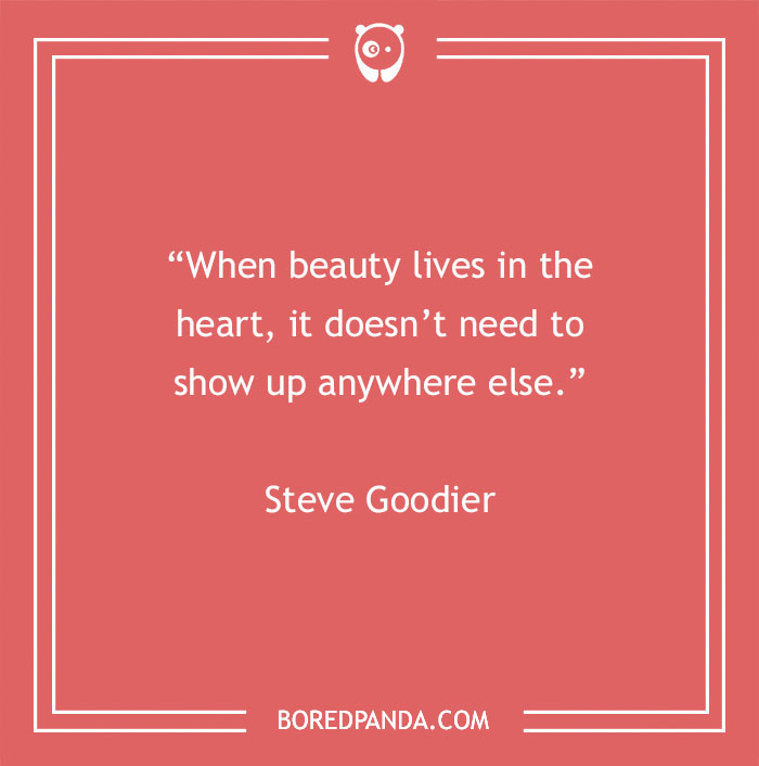 Quote on beauty by Steve Goodier, set on a pink background with a decorative border.