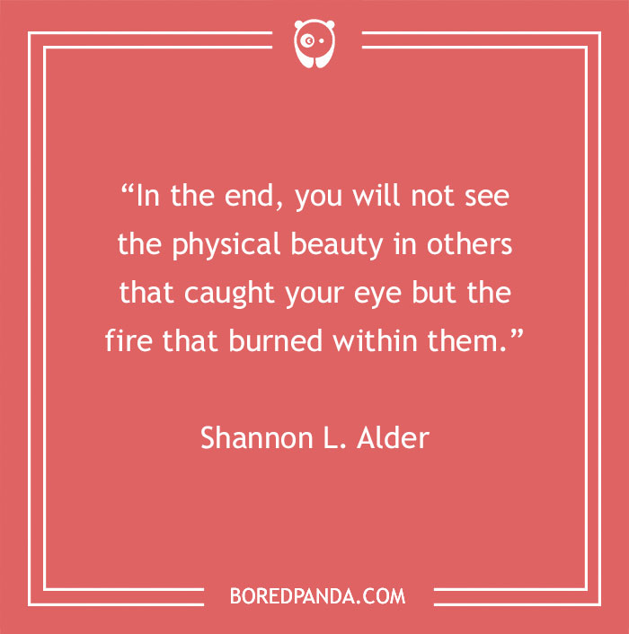 Quote by Shannon L. Alder about inner beauty on a red background.