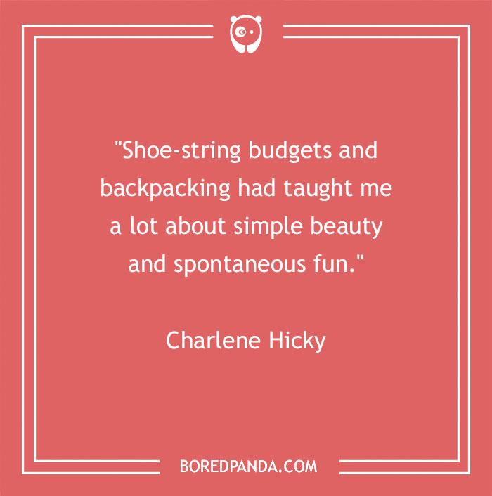 Quote by Charlene Hicky on a red background about beauty in simple moments, with Bored Panda logo.