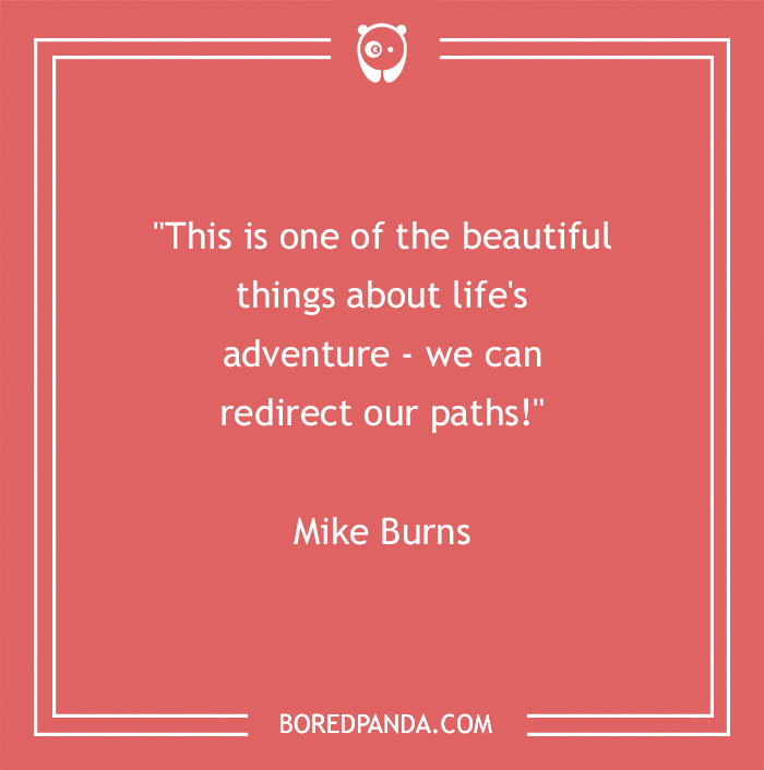 Inspirational beauty quote by Mike Burns on a red background with a minimalistic design.