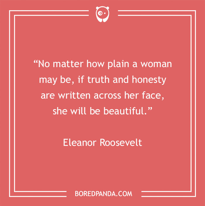 Inspirational beauty quote by Eleanor Roosevelt on a red background.