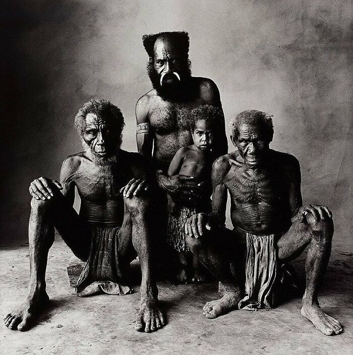 Father , Son , Grandfather And Great Grandfather , New Guinea , 1970 , By Irving Penn