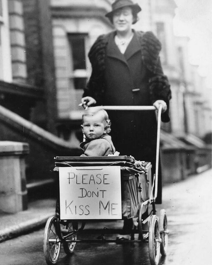 Please Don't Kiss Me!" - Mom Asks Not To Kiss Her Baby To Avoid Catching The Flu In The 1930s
