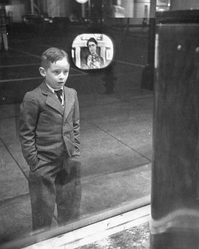 A Boy Stares At A TV Screen For The First Time In 1948