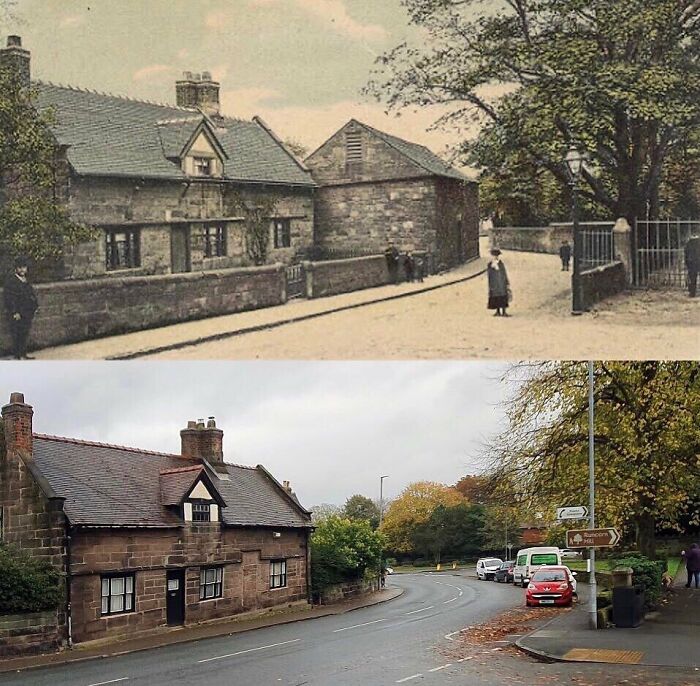 Brookfield Farmhouse , Weston Road , England . In 1900 And 2021