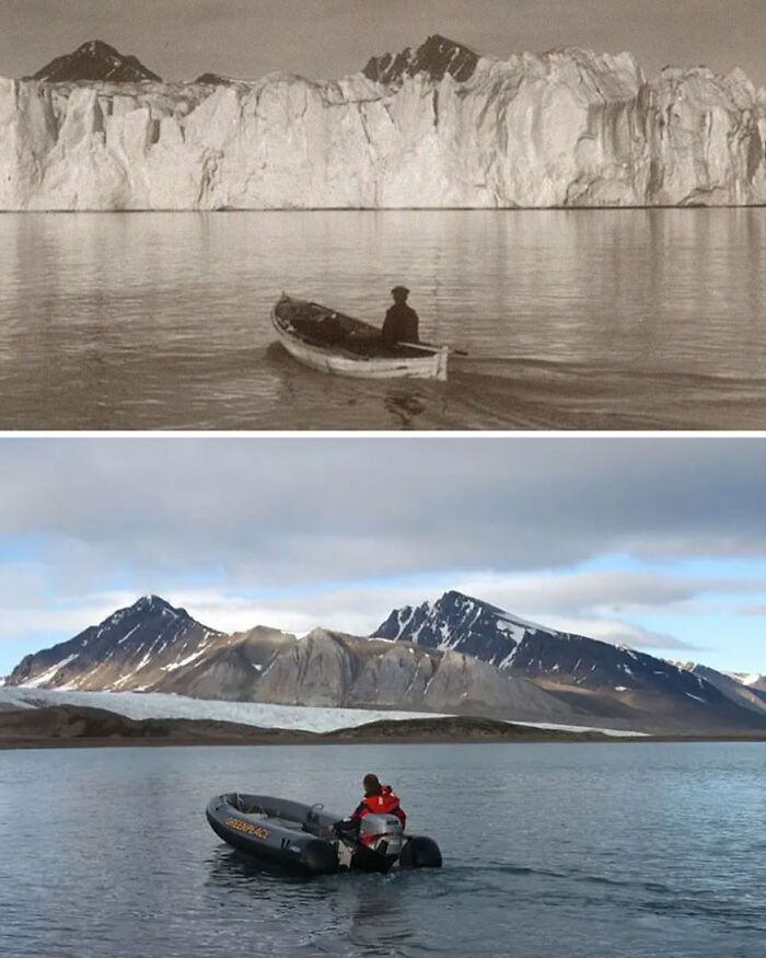 Photos Taken From The Same Location In The Arctic 100 Years Apart