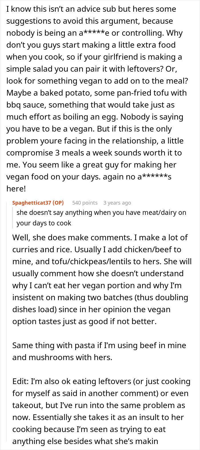 “AITA For Adding Meat To My Girlfriend’s Vegan Dishes?” “AITA For Adding Meat To My Girlfriend’s Vegan Dishes?”