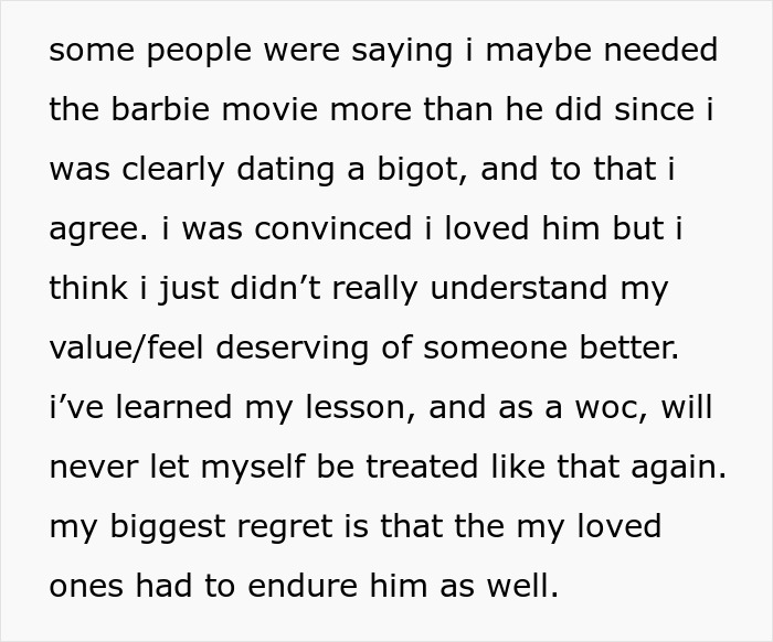 Woman Dumps Boyfriend Over His Bigoted Reaction To Barbie Movie