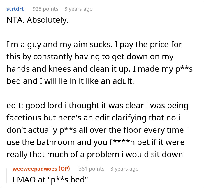 &ldquo;The Bathroom Floor Was Suddenly Always Wet&rdquo;: BF Keeps Missing The Toilet, GF Gets Resourceful