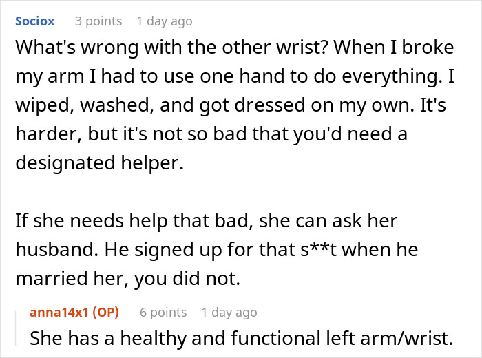 19 Y.O. Says No To Taking Care Of Mom Post Wrist Surgery, Asks If She’s A Jerk 19 Y.O. Says No To Taking Care Of Mom Post Wrist Surgery, Asks If She’s A Jerk