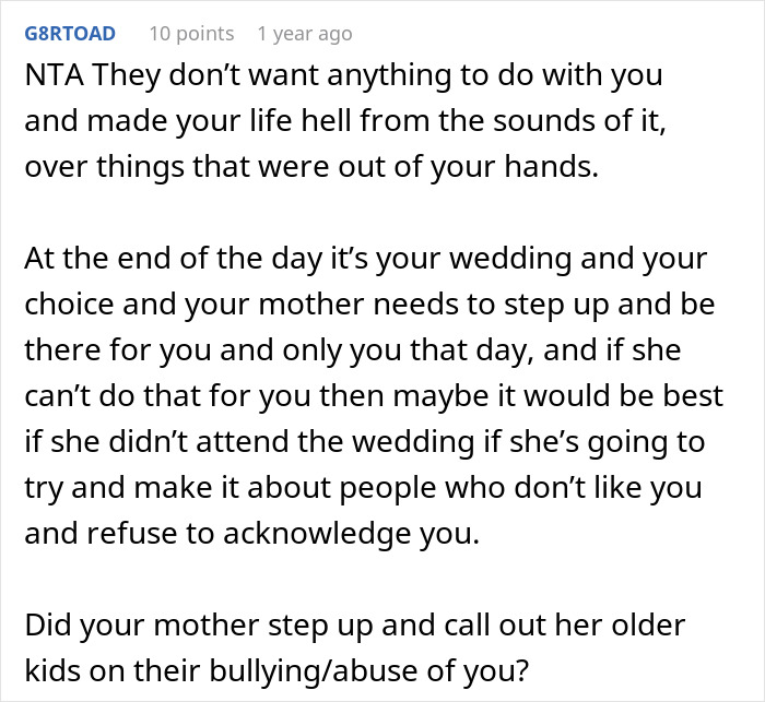 Bride Doesn&rsquo;t Want Her Estranged Siblings Mentioned At The Wedding, Mom Calls Her A Bridezilla