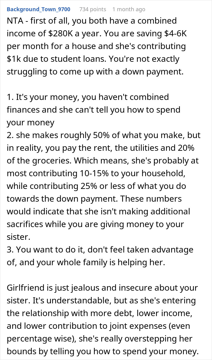 Man Has Had It With GF Controlling His Finances, Dumps Her When She Says His Sister Is Scamming Him