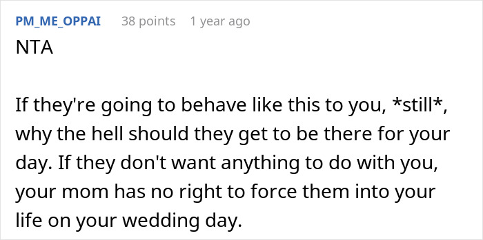 Bride Doesn&rsquo;t Want Her Estranged Siblings Mentioned At The Wedding, Mom Calls Her A Bridezilla