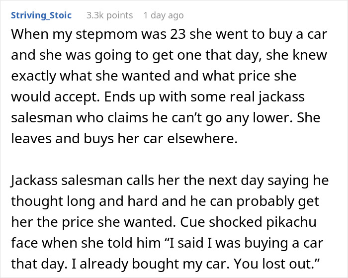 Salesperson Assumed A Customer Couldn&rsquo;t Afford A Car Which Came Back At Him In The Form Of A Pic