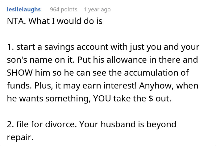 &ldquo;AITA For No Longer Handing My Son His Allowance After I Found Out My Husband&rsquo;s Been Taking It?&rdquo;