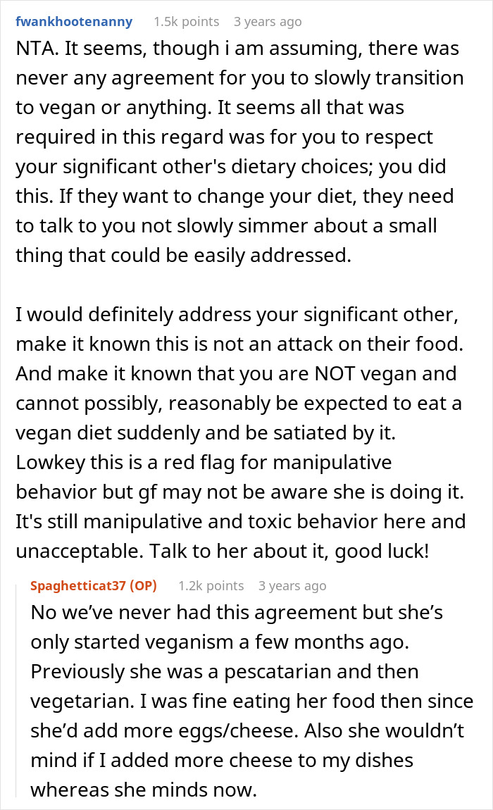 “AITA For Adding Meat To My Girlfriend’s Vegan Dishes?” “AITA For Adding Meat To My Girlfriend’s Vegan Dishes?”