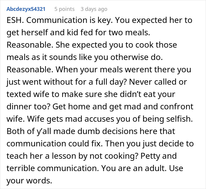 Guy Refuses To Ever Cook For His Wife After She Ate 3 Of His Meal Preps In A Single Night Guy Refuses To Ever Cook For His Wife After She Ate 3 Of His Meal Preps In A Single Night
