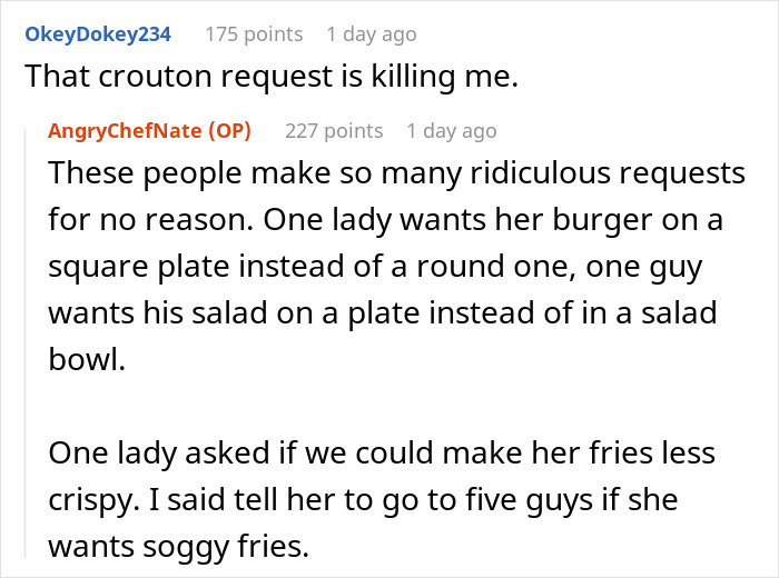 People Are Loving This Chef For Treating Customers’ Ridiculous Requests With Perfect Pettiness People Are Loving This Chef For Treating Customers’ Ridiculous Requests With Perfect Pettiness
