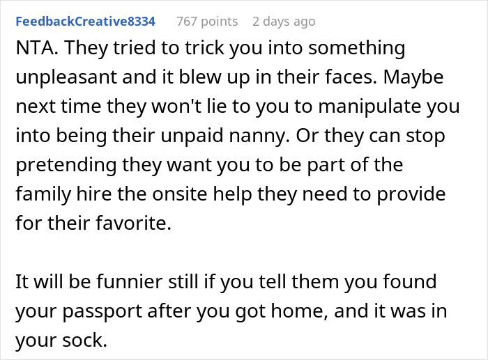 Teenager Hides Passport In Her Sock When She Realizes She Will Have To Babysit During The Trip