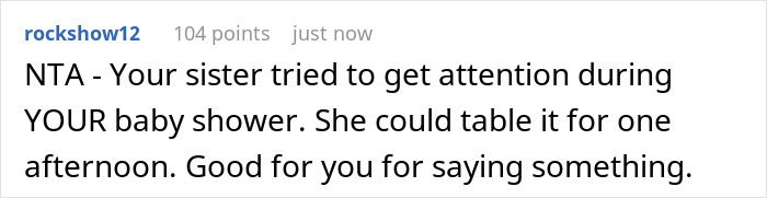 Sister Tries To Steal Woman&rsquo;s Baby Shower Thunder, Gets Politely Told To Shut It
