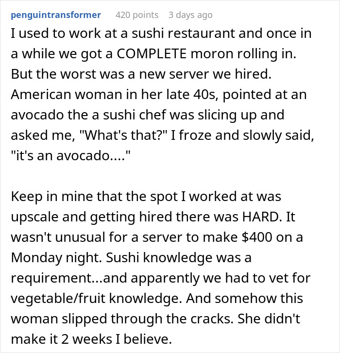 "What’s Worse Than Stupid? That’s What This Is": Customers Don't Know Sushi Is Raw Fish "What’s Worse Than Stupid? That’s What This Is": Customers Don't Know Sushi Is Raw Fish