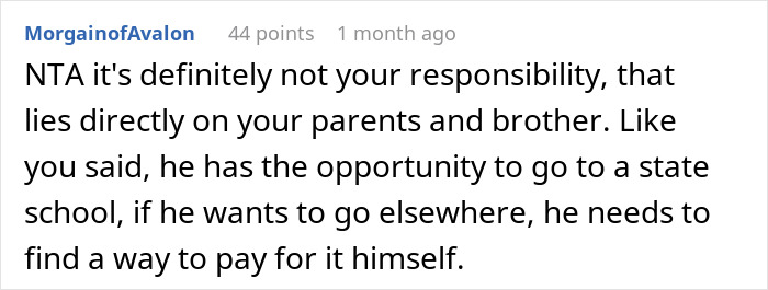 Person Refuses To Help Their &lsquo;Golden&rsquo; Child&rsquo; Brother As They Had To Make It All On Their Own