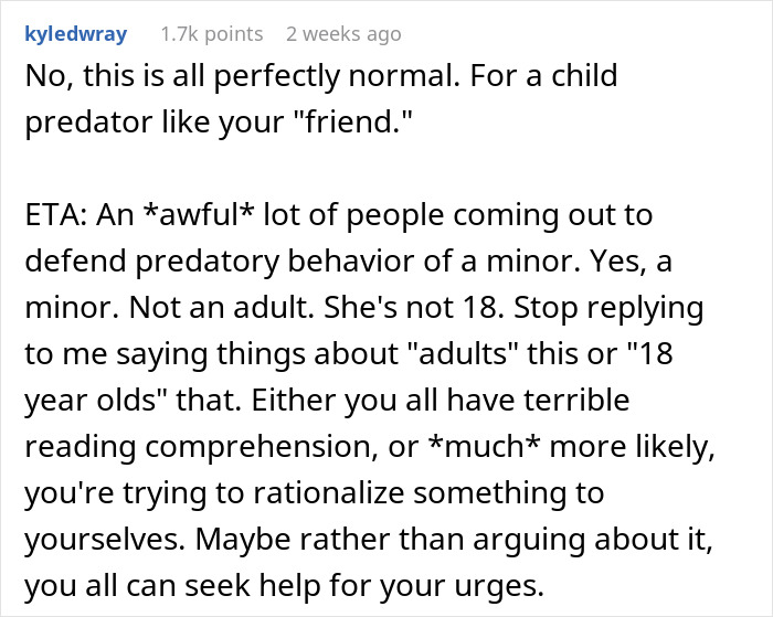 35 Y.O. Man Waits Until 17 Y.O. Turns 18 To Ask Her Out, Friend Questions If It&rsquo;s Normal