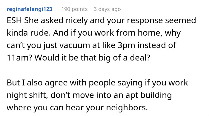 Neighbors Ask Woman To Stop Vacuuming At Noon, She Refuses And Turns To The Internet For Advice