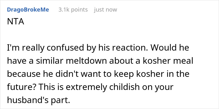 Husband Gets The Silent Treatment After Partner Finds Out The Dinner He Ate Was Vegan