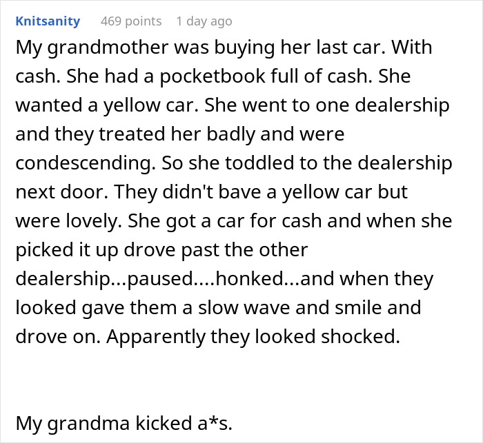 Salesperson Assumed A Customer Couldn&rsquo;t Afford A Car Which Came Back At Him In The Form Of A Pic