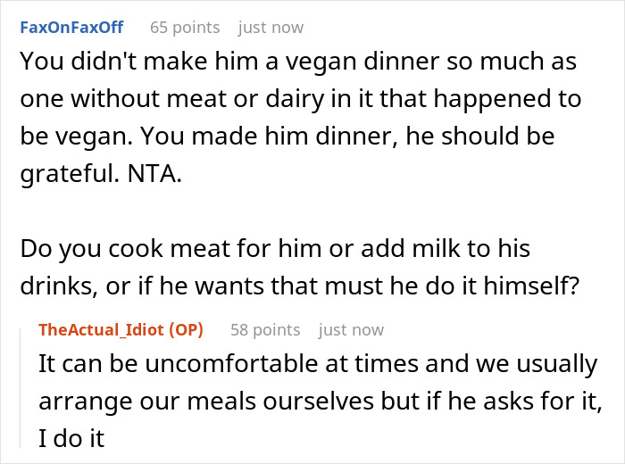Husband Gets The Silent Treatment After Partner Finds Out The Dinner He Ate Was Vegan