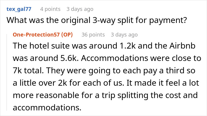 Screenshot of a forum discussion about an ex-BF and his family demanding a woman skip a Hawaii trip she paid for.