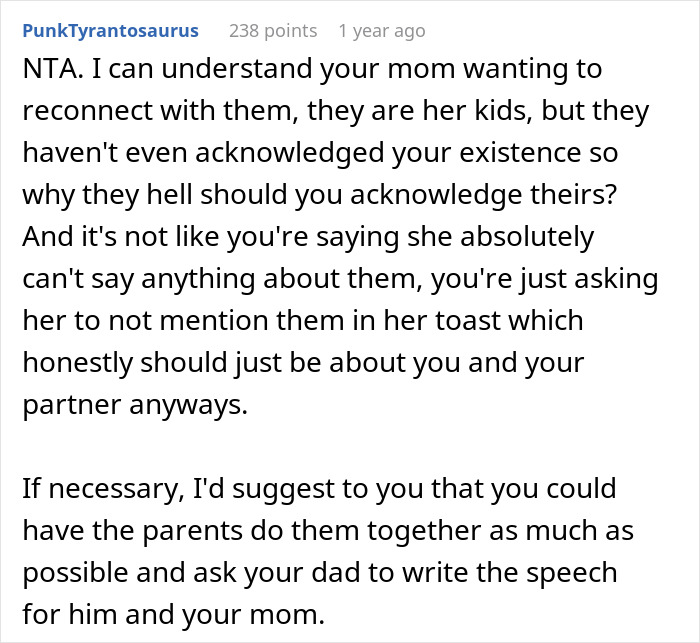 Bride Doesn&rsquo;t Want Her Estranged Siblings Mentioned At The Wedding, Mom Calls Her A Bridezilla