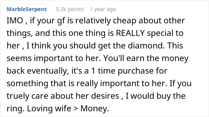 Guy Refuses To Spend $10k On An Engagement Ring, Gets A Reality Check Online
