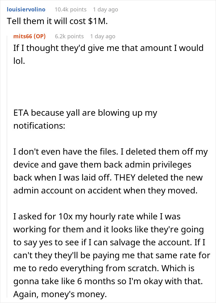 Person Gets Axed 30 Mins Before Clocking Out, A Year Later Is Offered Cash To Get Back Vital Files