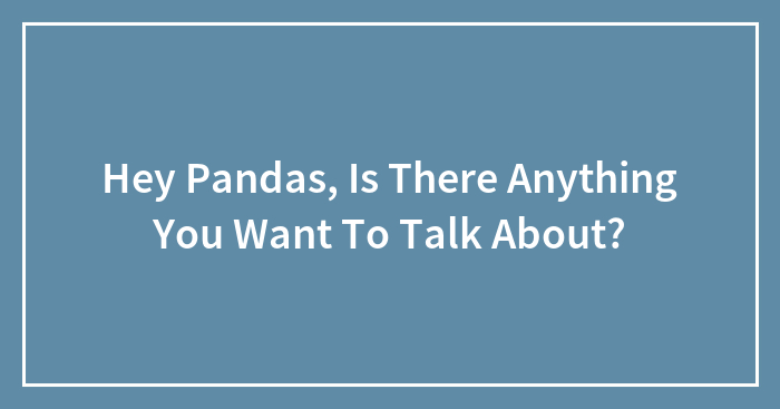 Hey Pandas, Is There Anything You Want To Talk About?