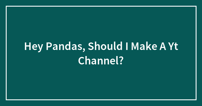 Hey Pandas, Should I Make A Yt Channel?