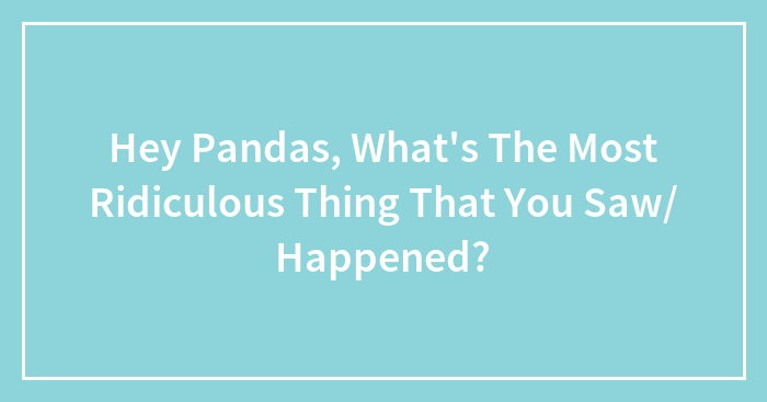 Hey Pandas, What’s The Most Ridiculous Thing That You Saw/ Happened?