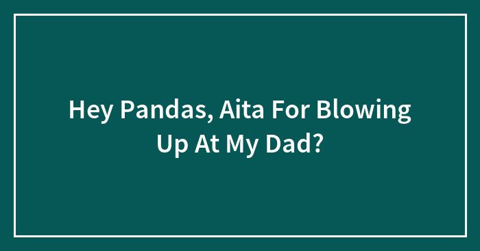 Hey Pandas, Aita For Blowing Up At My Dad?