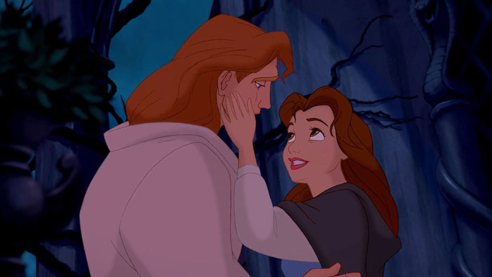 Belle and the Beast looking at each other 