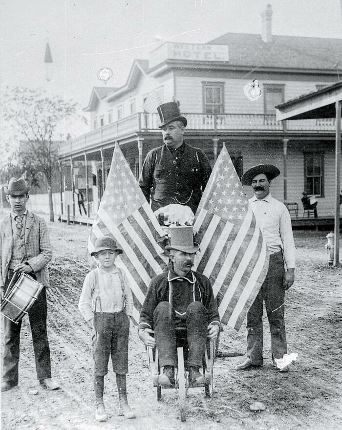 Portrait Of Gentlemen Taken In Front Of Western Hotel, California, July 4, 1889